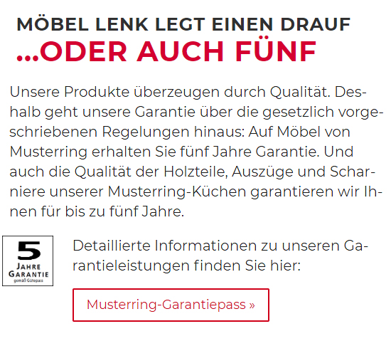 Garantie auf M&ouml;bel 